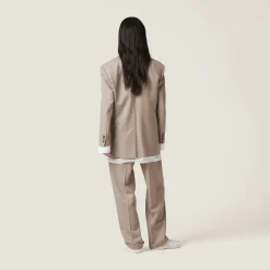 Clay Grey Single-breasted Gabardine Jacket | Miu Miu