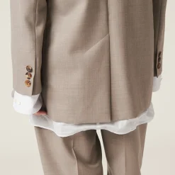 Clay Grey Single-breasted Gabardine Jacket | Miu Miu