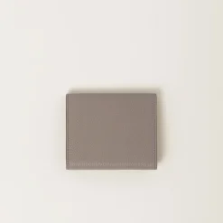 Clay Grey Small Leather Wallet | Miu Miu