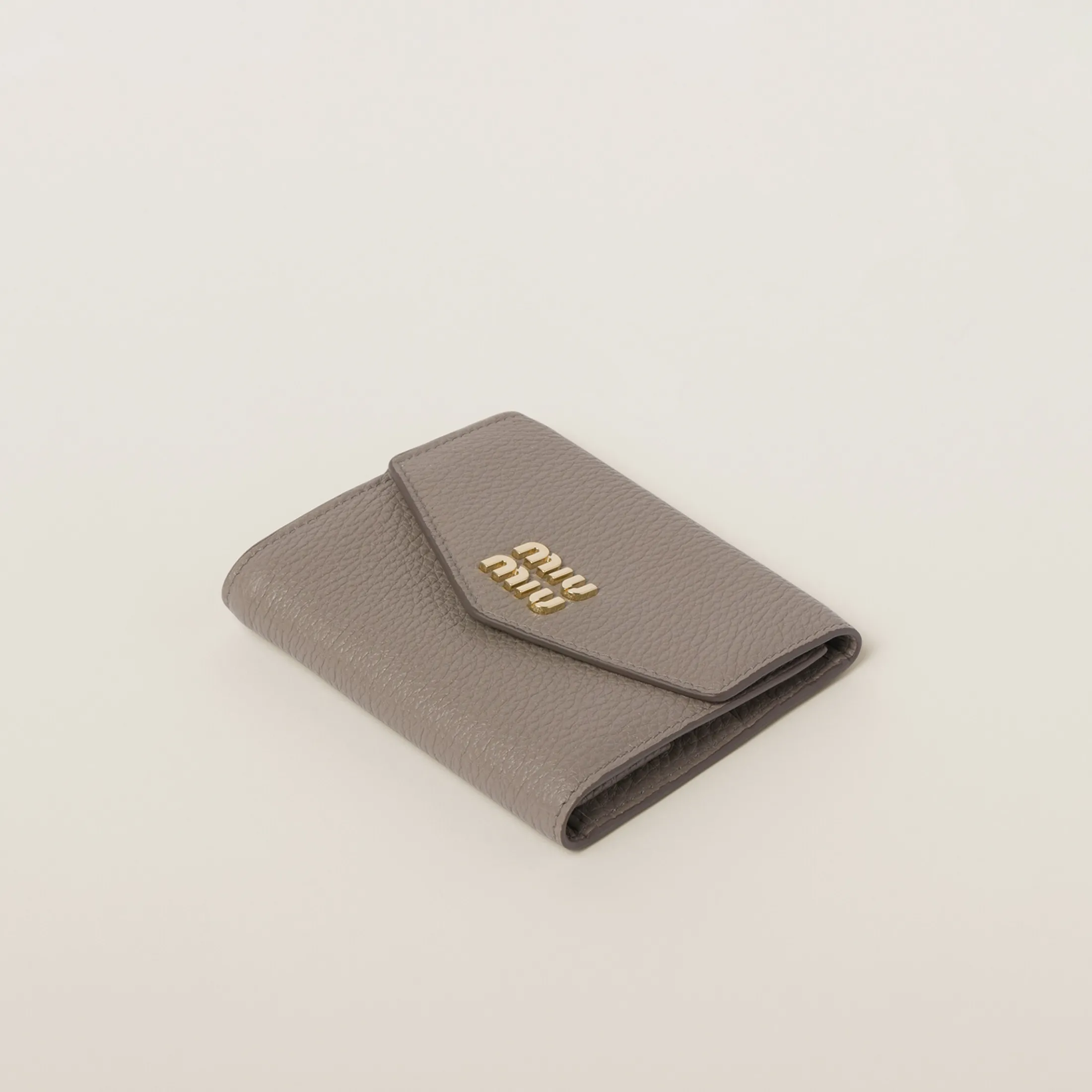 Clay Grey Small Leather Wallet | Miu Miu