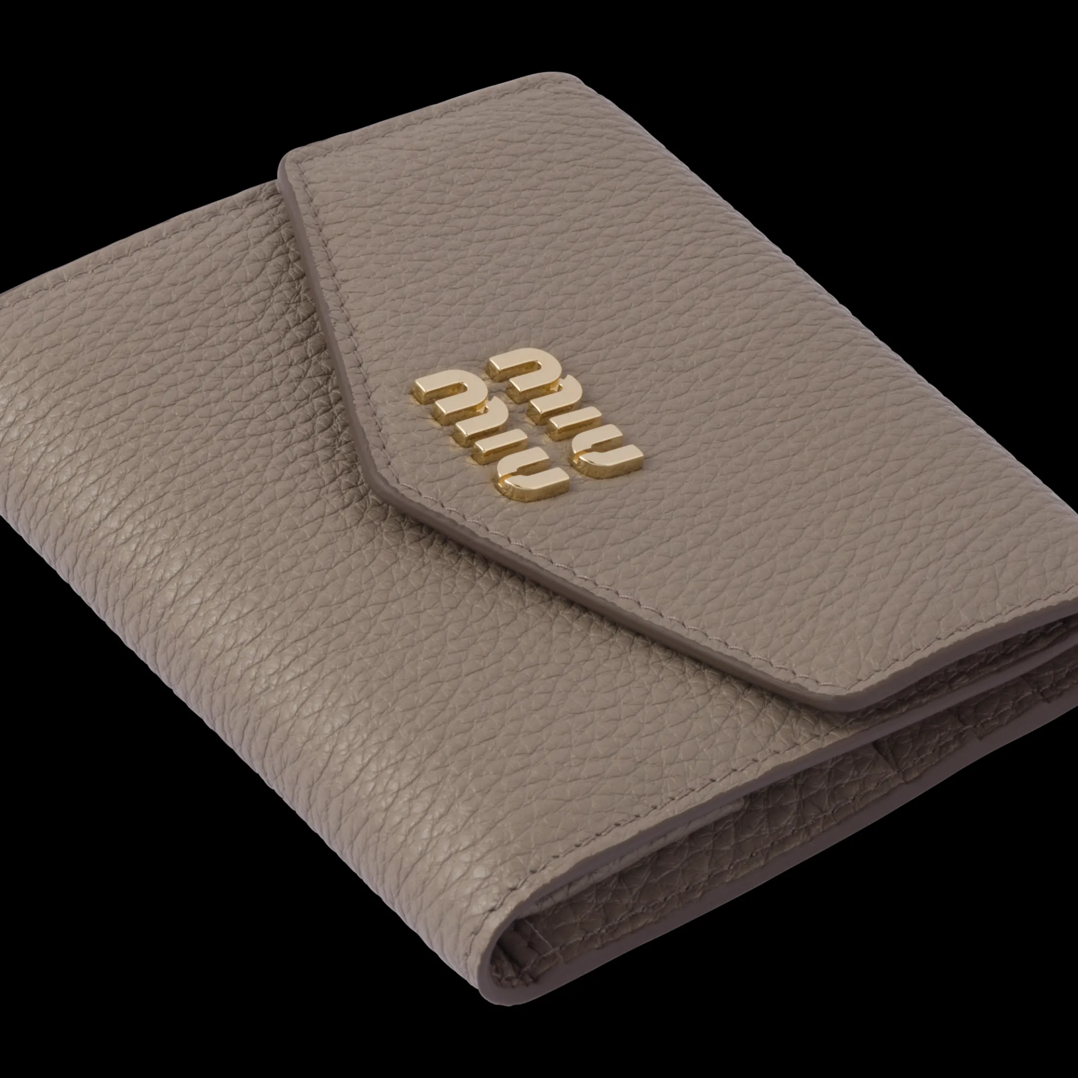 Clay Grey Small Leather Wallet | Miu Miu