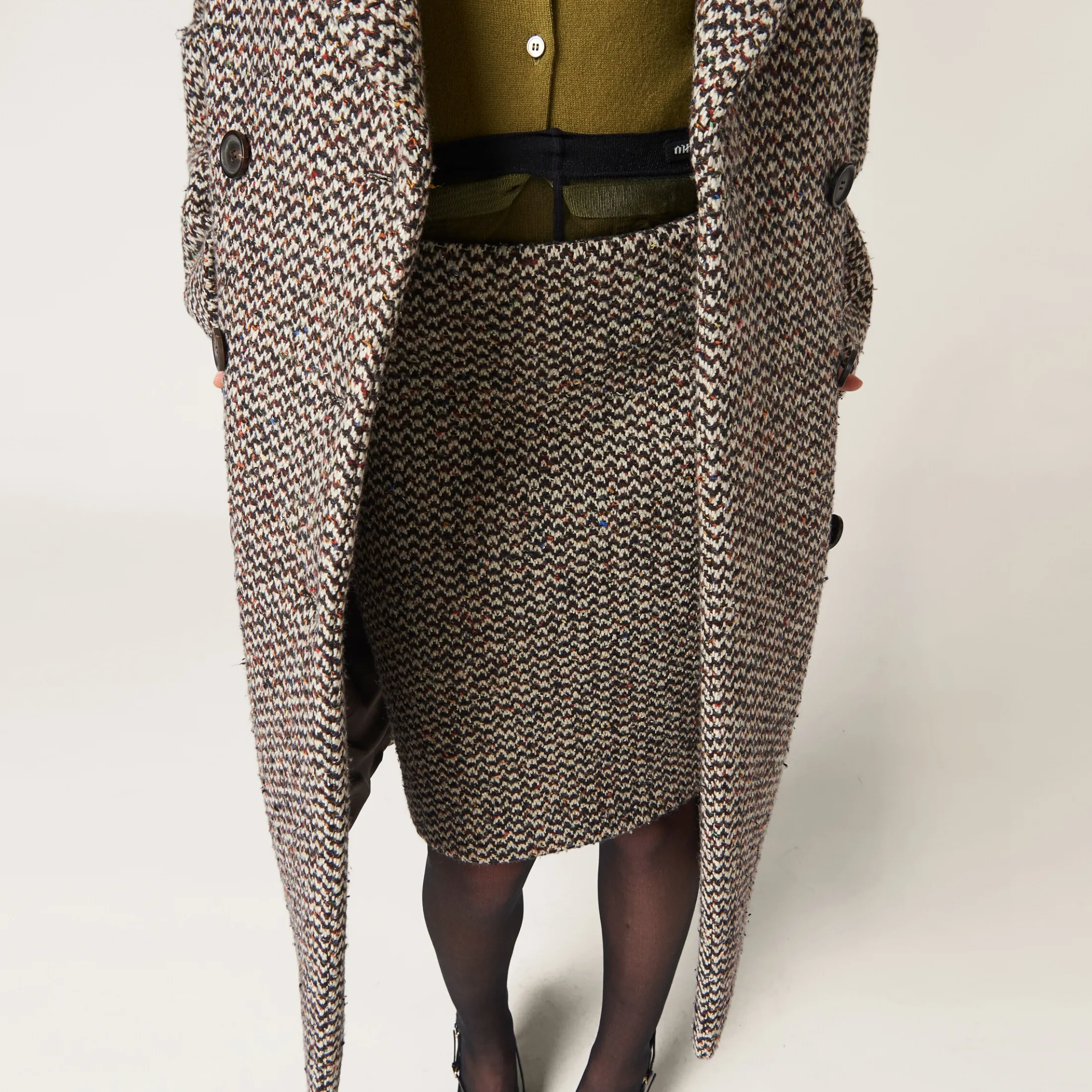 Cocoa Brown Bouclé Skirt | Miu Miu