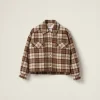 Cocoa Brown Check Blouson Jacket | Miu Miu