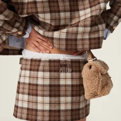 Cocoa Brown Check Miniskirt | Miu Miu