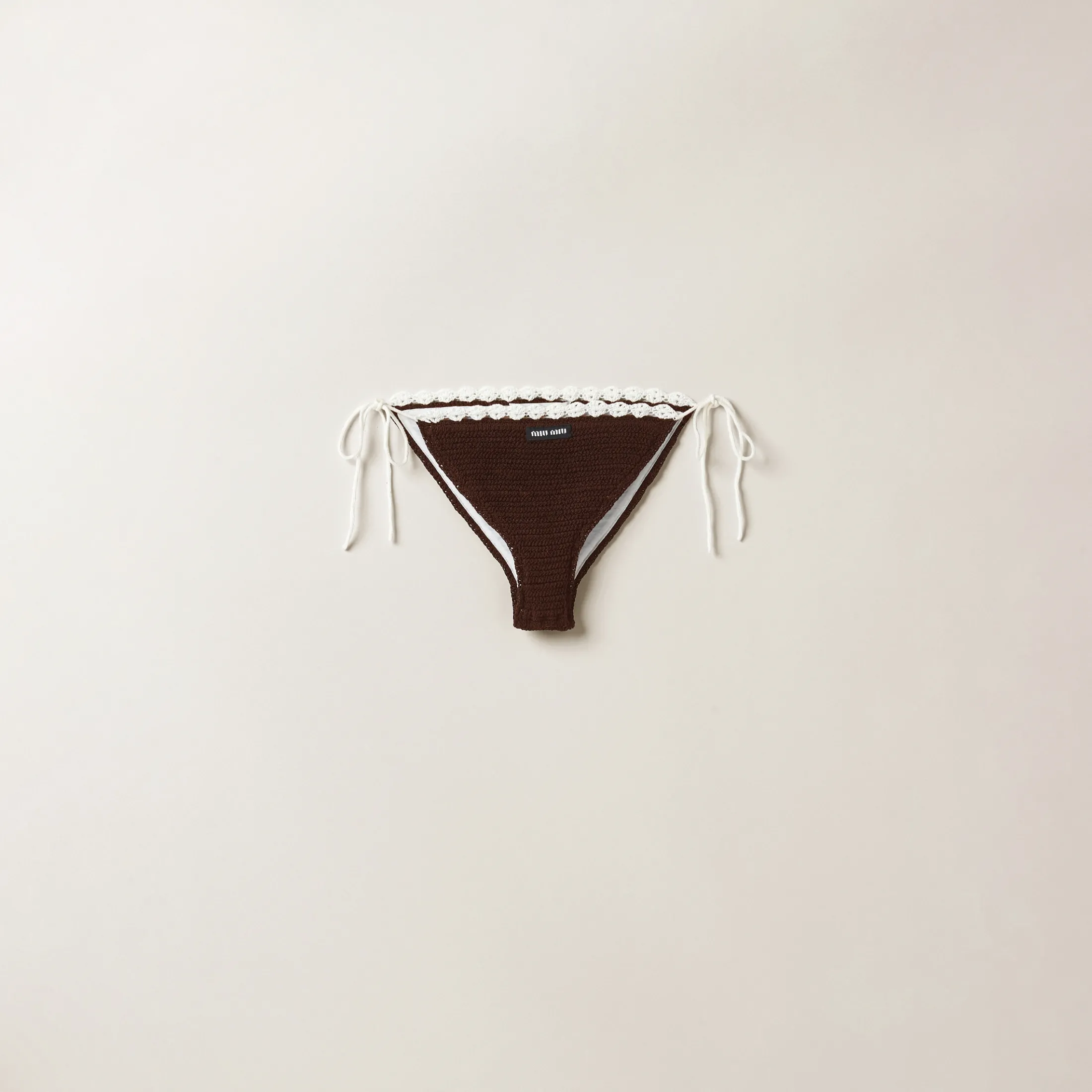 Cocoa Brown Cotton Bikini Panties With Logo | Miu Miu