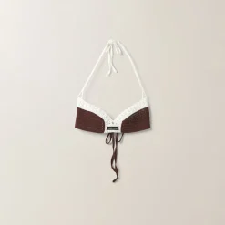 Cocoa Brown Cotton Knit Bra | Miu Miu