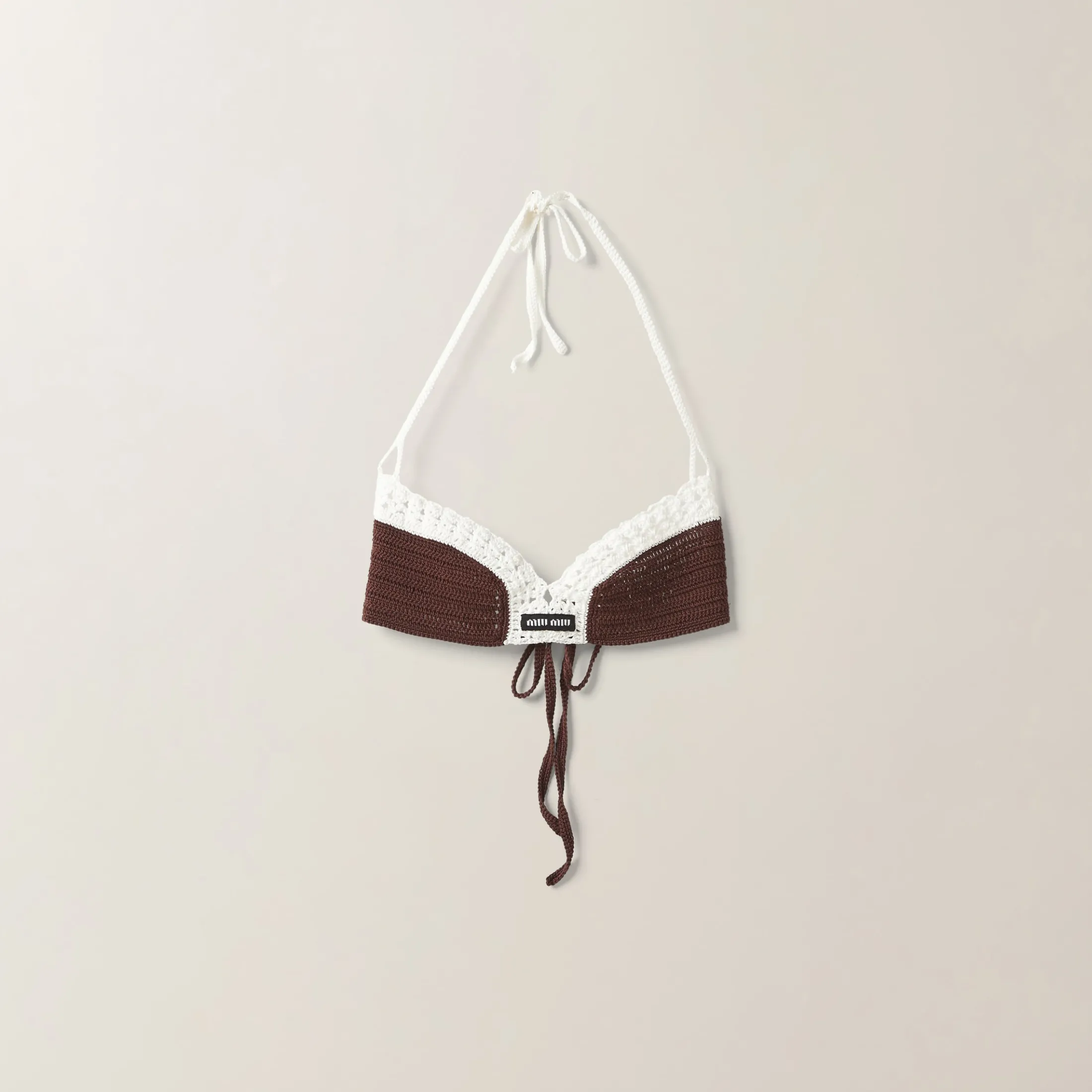 Cocoa Brown Cotton Knit Bra | Miu Miu