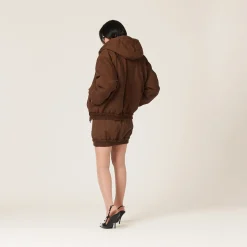 Cocoa Brown Gabardine Down Jacket | Miu Miu
