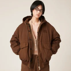 Cocoa Brown Gabardine Down Jacket | Miu Miu