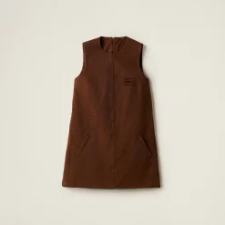 Cocoa Brown Garment-dyed Gabardine Mini-dress | Miu Miu