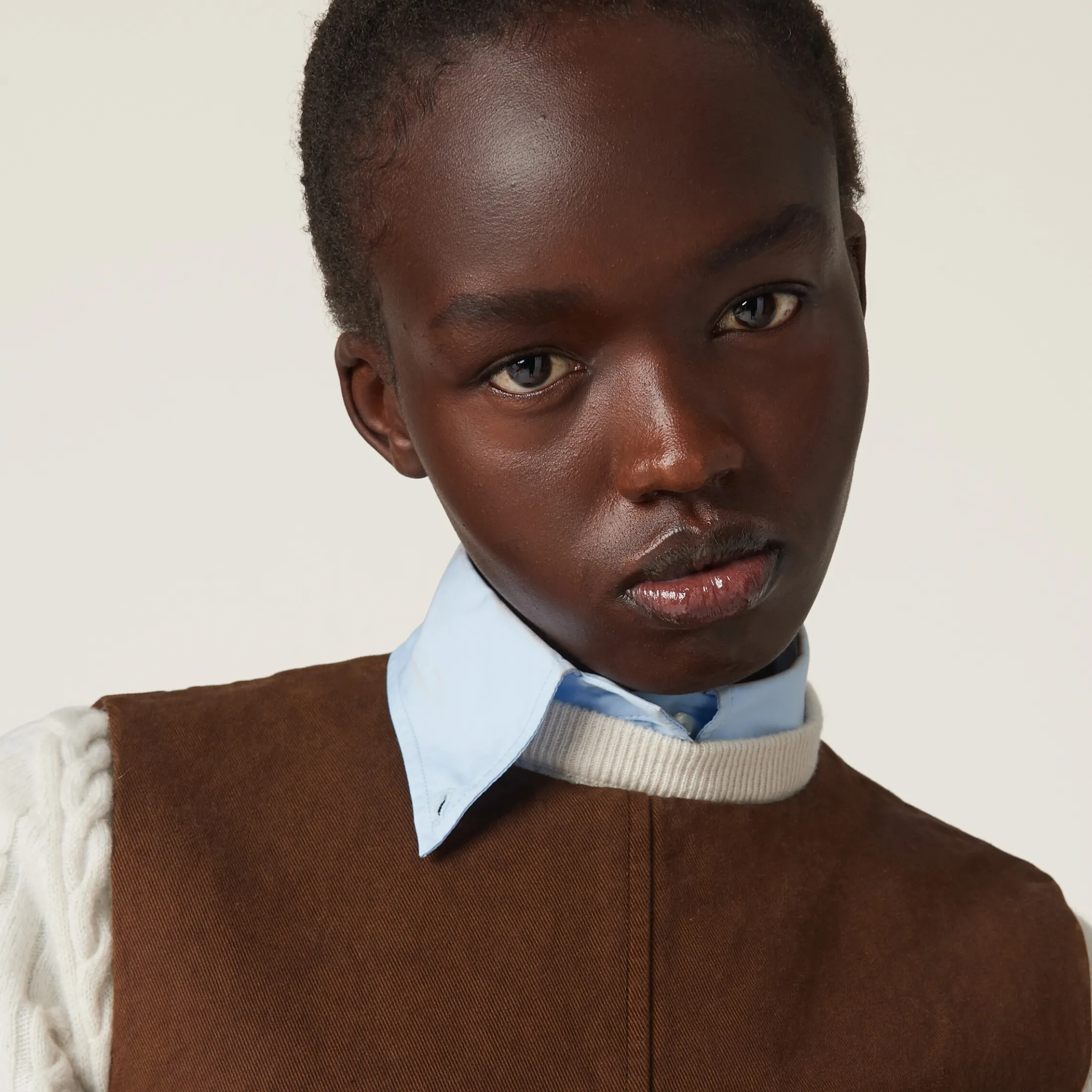 Cocoa Brown Garment-dyed Gabardine Mini-dress | Miu Miu
