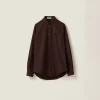 Cocoa Brown Poplin Shirt | Miu Miu