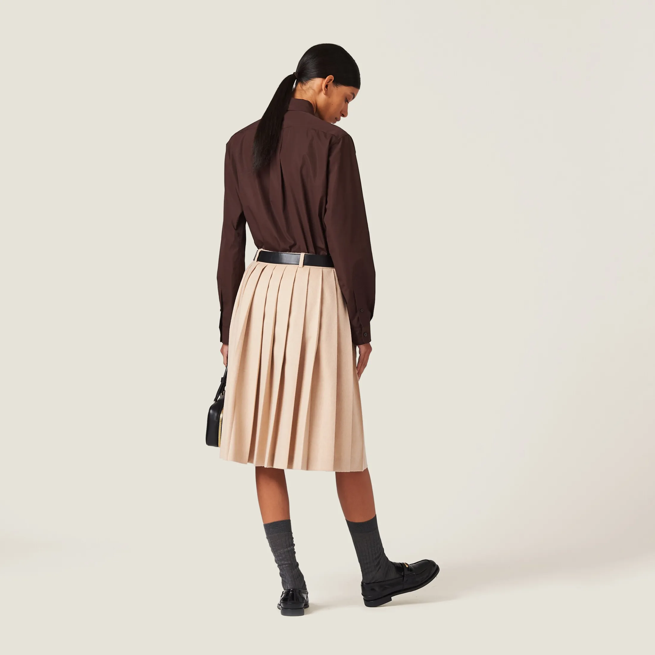 Cocoa Brown Poplin Shirt | Miu Miu