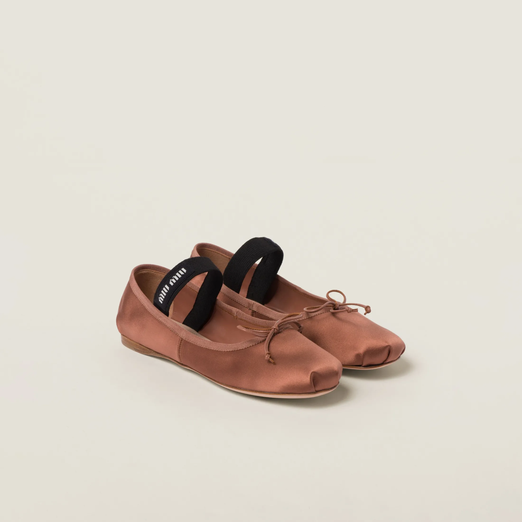 Cocoa Brown Satin Ballerinas | Miu Miu