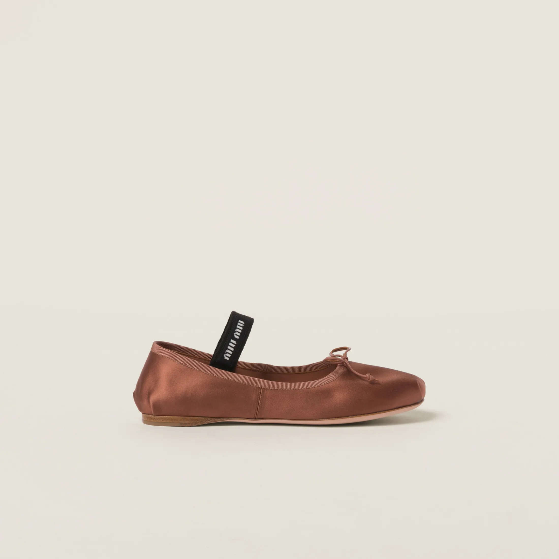 Cocoa Brown Satin Ballerinas | Miu Miu