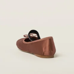 Cocoa Brown Satin Ballerinas | Miu Miu
