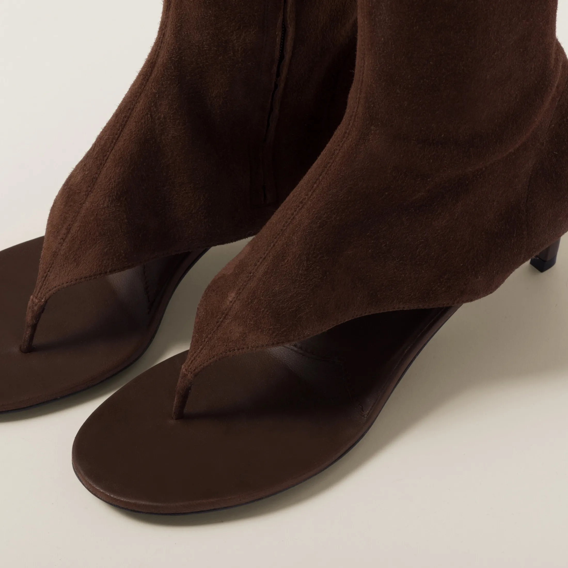 Cocoa Brown Suede Thong Boots | Miu Miu