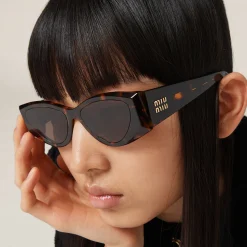Coffee Lenses Miu Miu Logo Sunglasses | Miu Miu
