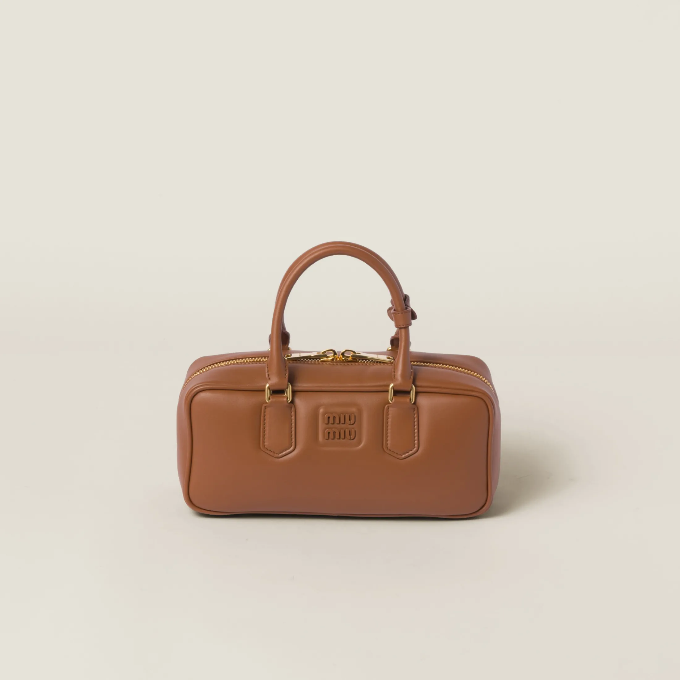 Cognac Arcadie Leather Bag | Miu Miu