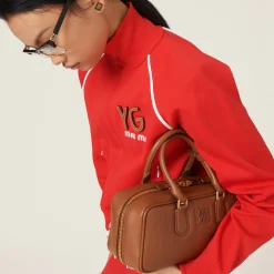 Cognac Arcadie Leather Bag | Miu Miu
