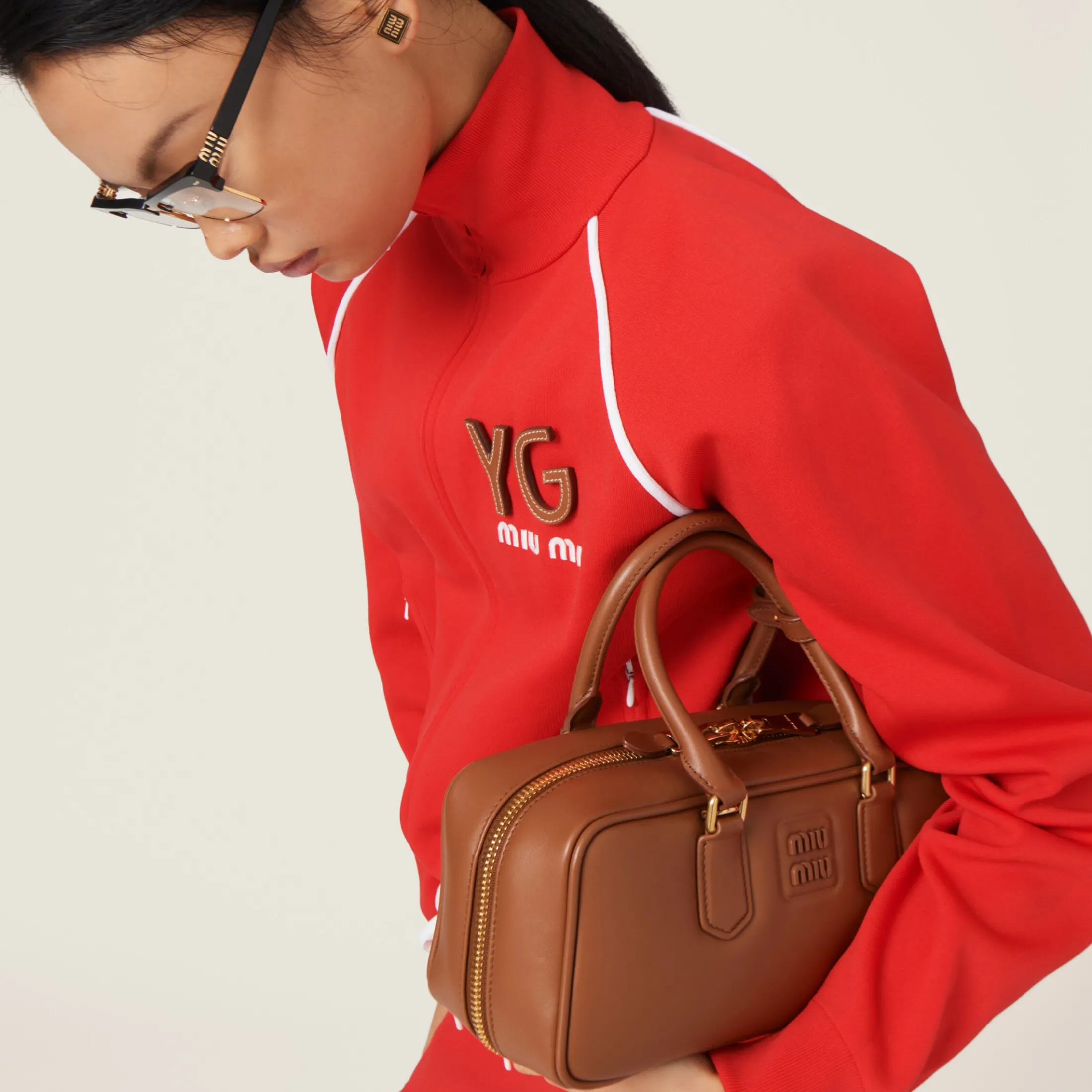 Cognac Arcadie Leather Bag | Miu Miu