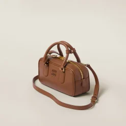 Cognac Arcadie Leather Bag | Miu Miu