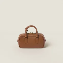 Cognac Arcadie Leather Bag | Miu Miu