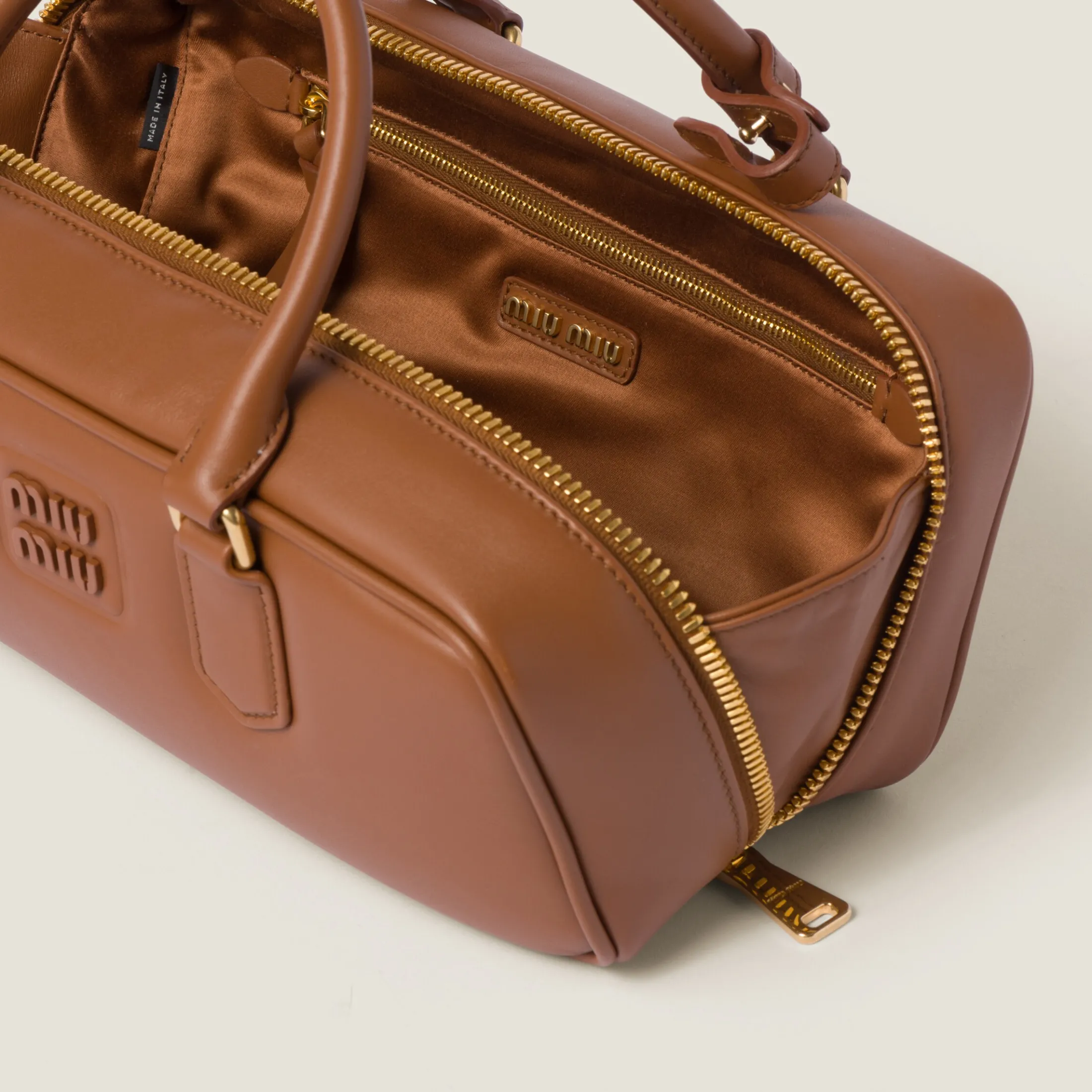 Cognac Arcadie Leather Bag | Miu Miu