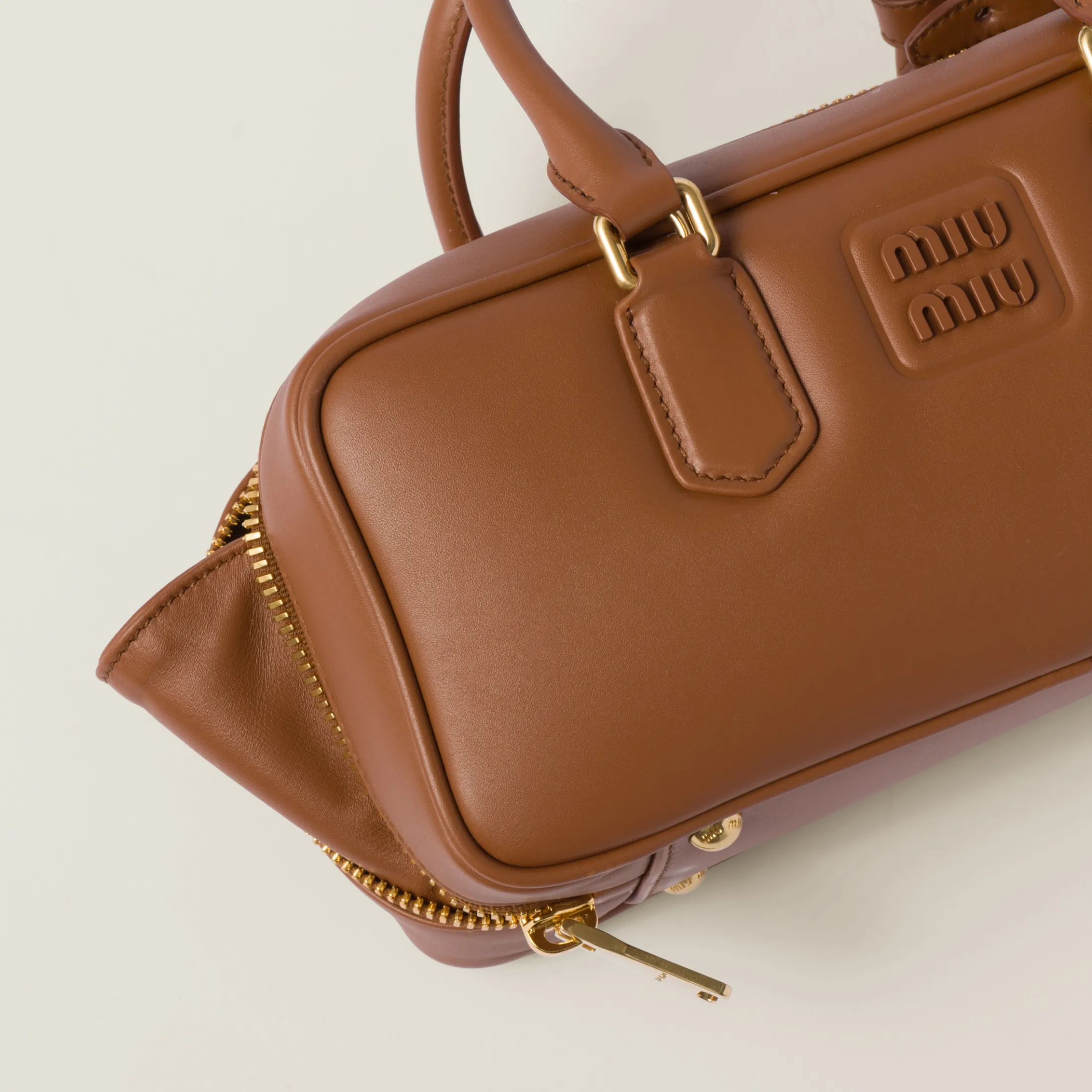 Cognac Arcadie Leather Bag | Miu Miu