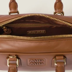 Cognac Arcadie Leather Bag | Miu Miu