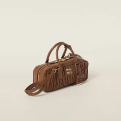 Cognac Arcadie Matelassé Nappa Leather Bag | Miu Miu