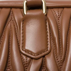Cognac Arcadie Matelassé Nappa Leather Bag | Miu Miu