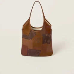 Cognac Ivy Leather Patchwork Bag | Miu Miu