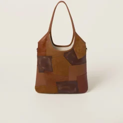 Cognac Ivy Leather Patchwork Bag | Miu Miu