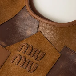 Cognac Ivy Leather Patchwork Bag | Miu Miu