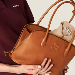 Cognac Leather Bag | Miu Miu