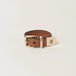 Cognac Leather Bracelet | Miu Miu