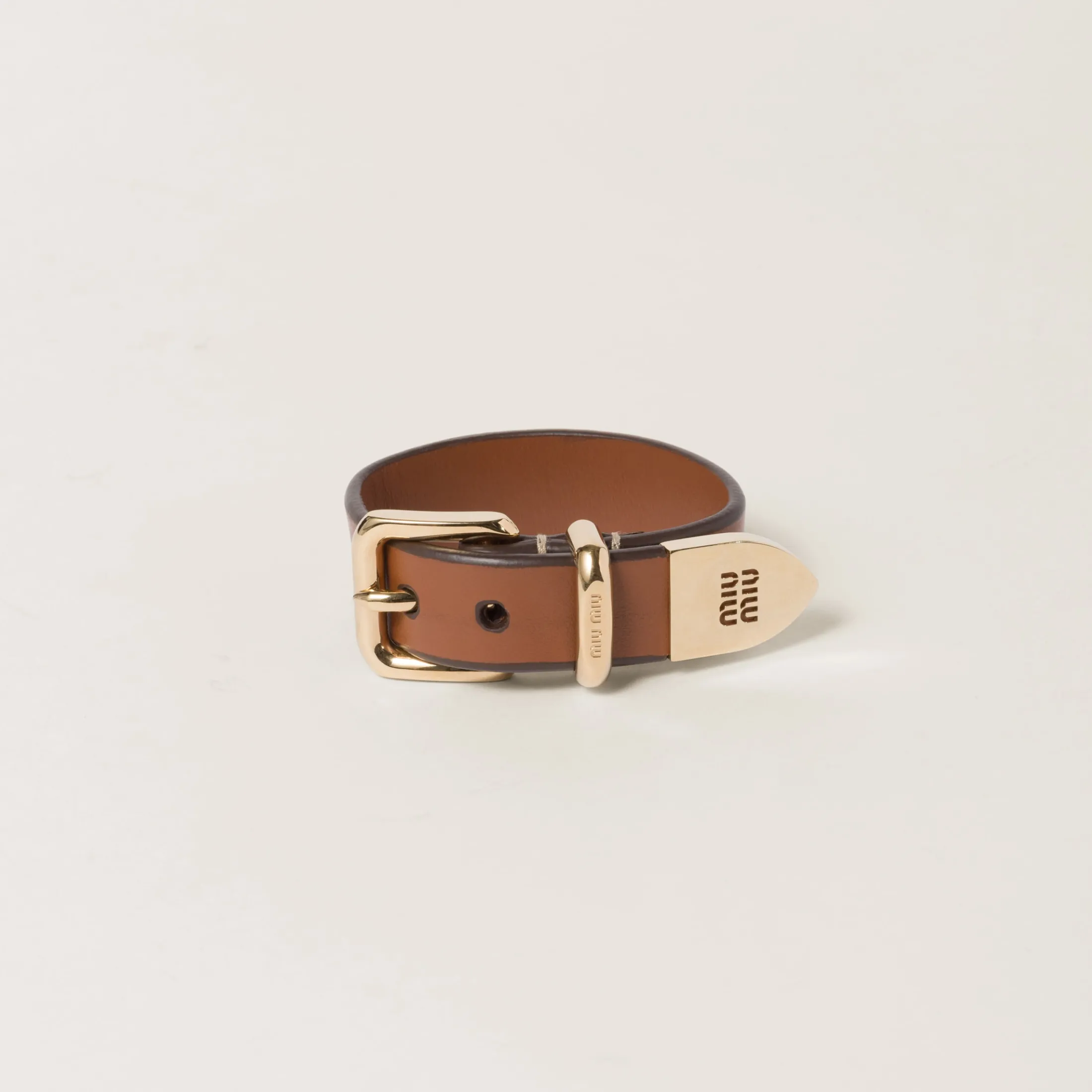 Cognac Leather Bracelet | Miu Miu