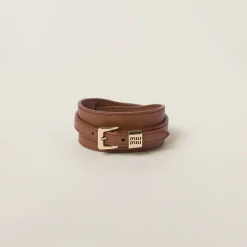 Cognac Leather Bracelet | Miu Miu
