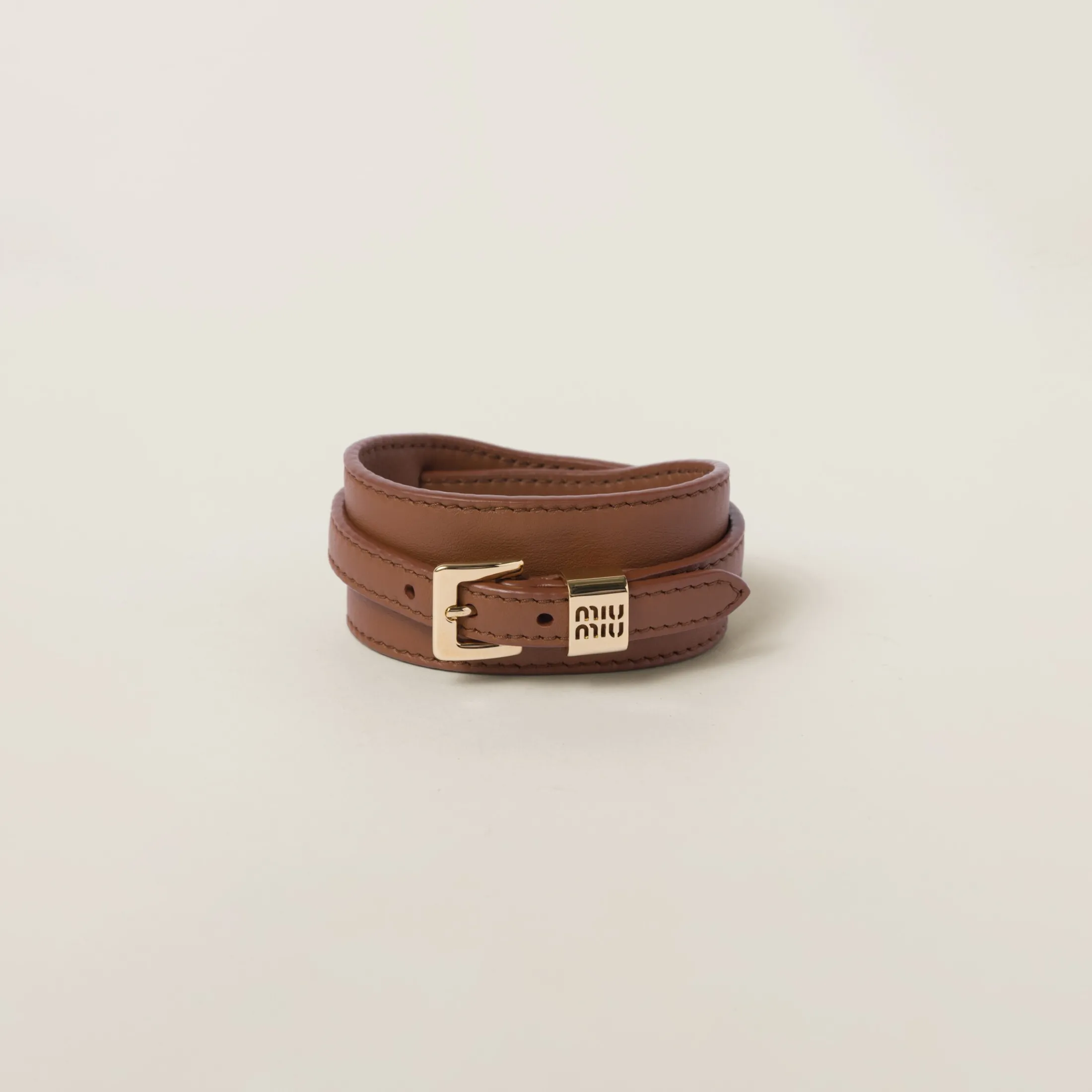 Cognac Leather Bracelet | Miu Miu