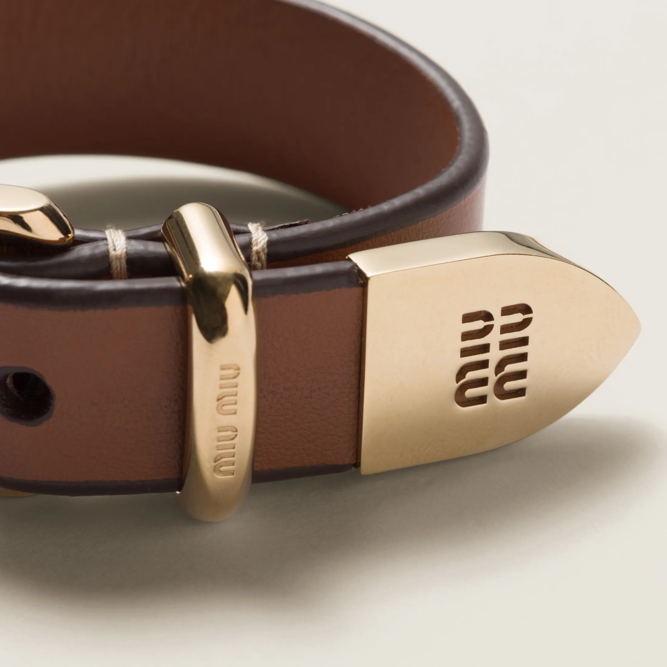 Cognac Leather Bracelet | Miu Miu