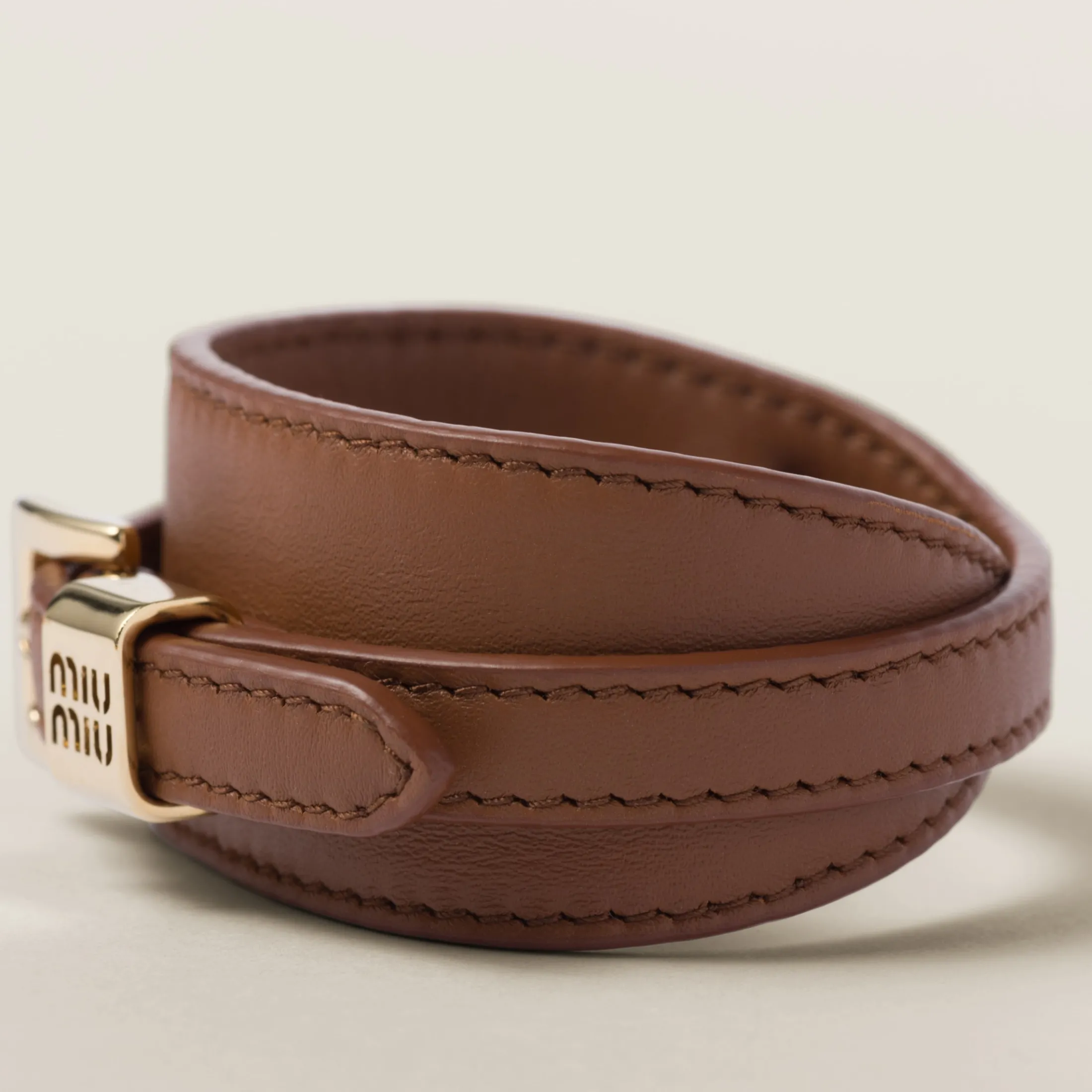 Cognac Leather Bracelet | Miu Miu