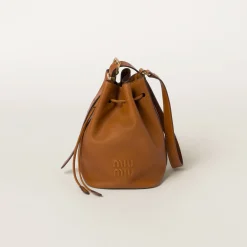 Cognac Leather Bucket Bag | Miu Miu