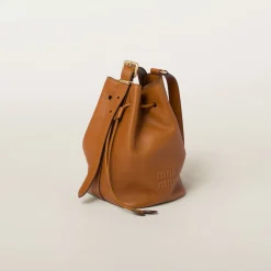 Cognac Leather Bucket Bag | Miu Miu
