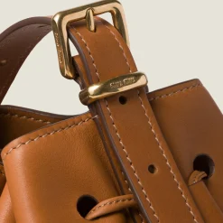 Cognac Leather Bucket Bag | Miu Miu