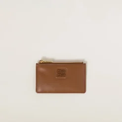 Cognac Leather Envelope Wallet | Miu Miu