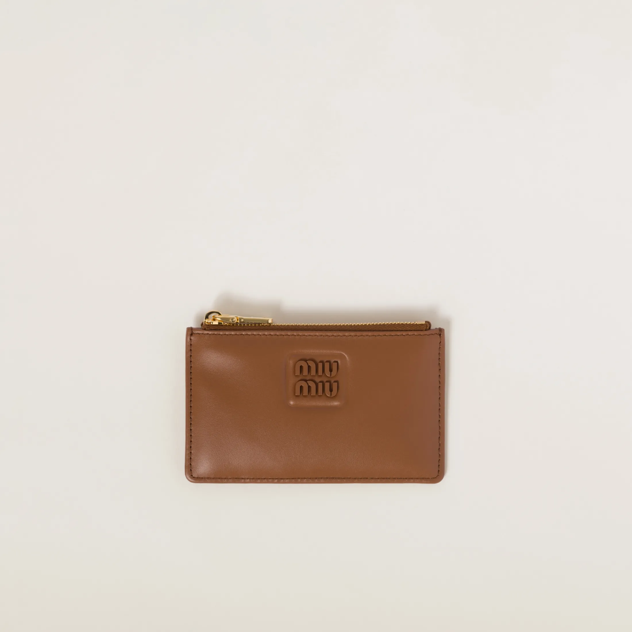 Cognac Leather Envelope Wallet | Miu Miu
