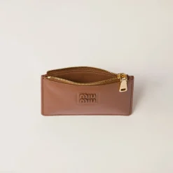 Cognac Leather Envelope Wallet | Miu Miu