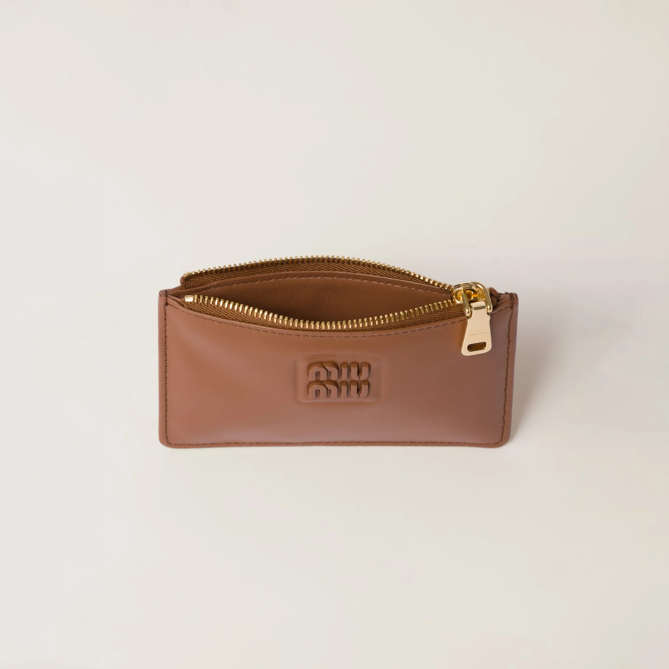 Cognac Leather Envelope Wallet | Miu Miu