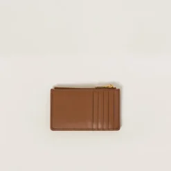 Cognac Leather Envelope Wallet | Miu Miu